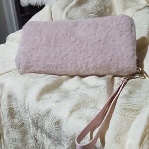 Claire's VGC Fuzzy Pink Wallet With Multiple Compartments.